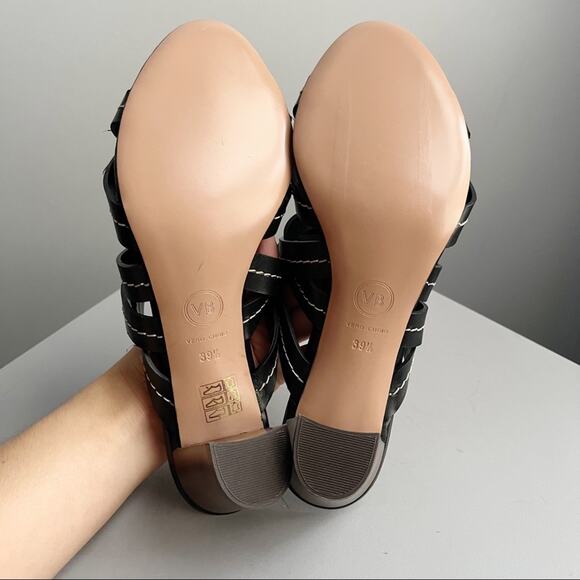 Veronica Beard Black Leather Sandals - Picture 8 of 11